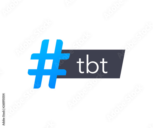 Tbt hashtag thursdat throwback symbol. Vector stock illustration.