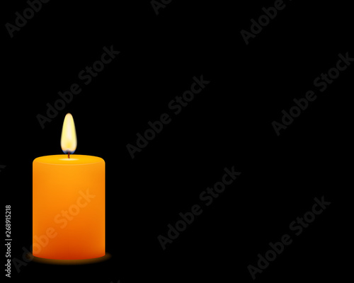 Vector stock illustration of yellow candle on black background