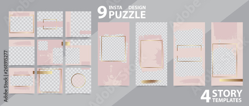 Trendy editable template for social networks stories and posts, vector illustration.