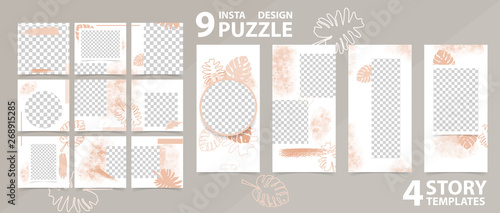 Trendy editable template for social networks stories and posts, vector illustration.