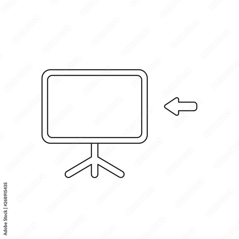 Vector icon concept of presentation chart with arrow. Vector icon concept of presentation chart with arrow.