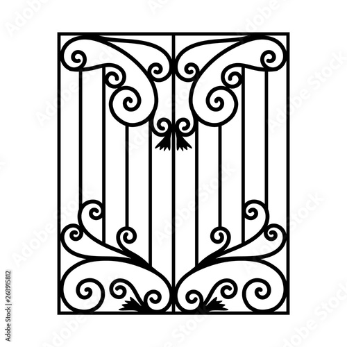 Wrought iron modules, usable as fences, railings, window grilles isolated on white background
