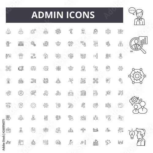 Admin line icons, signs, vector set, outline concept illustration
