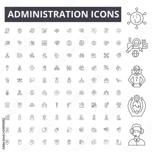 Administration line icons, signs, vector set, outline concept illustration