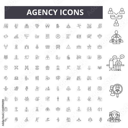 Agency line icons, signs, vector set, outline concept illustration