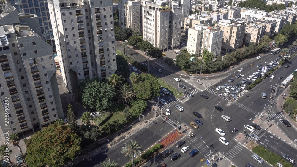 Aerial view on the city in summer