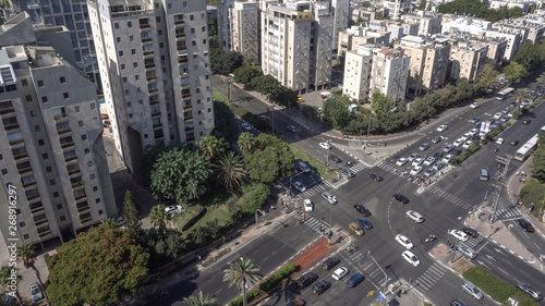 Aerial view on the city in summer