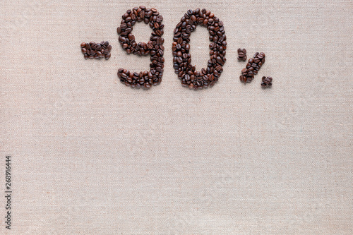 90% discount from coffee beans aligned top center