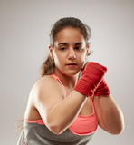 Boxer girl in hand wraps