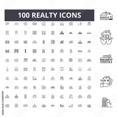 Realty line icons, signs, vector set, outline concept illustration