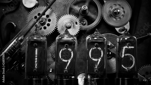 the steampunk device is a time machine, the counter counts the years and stops at 2019, in the old style