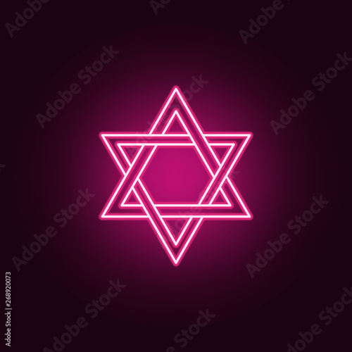 David star neon icon. Elements of Religion set. Simple icon for websites, web design, mobile app, info graphics
