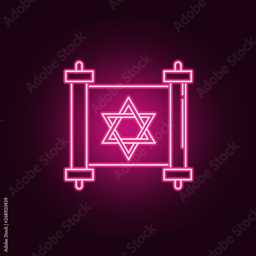 Talmud neon icon. Elements of Religion set. Simple icon for websites, web design, mobile app, info graphics