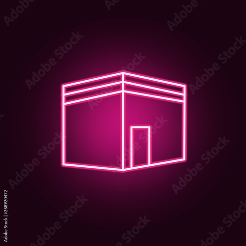 Mekka mosque neon icon. Elements of Religion set. Simple icon for websites, web design, mobile app, info graphics