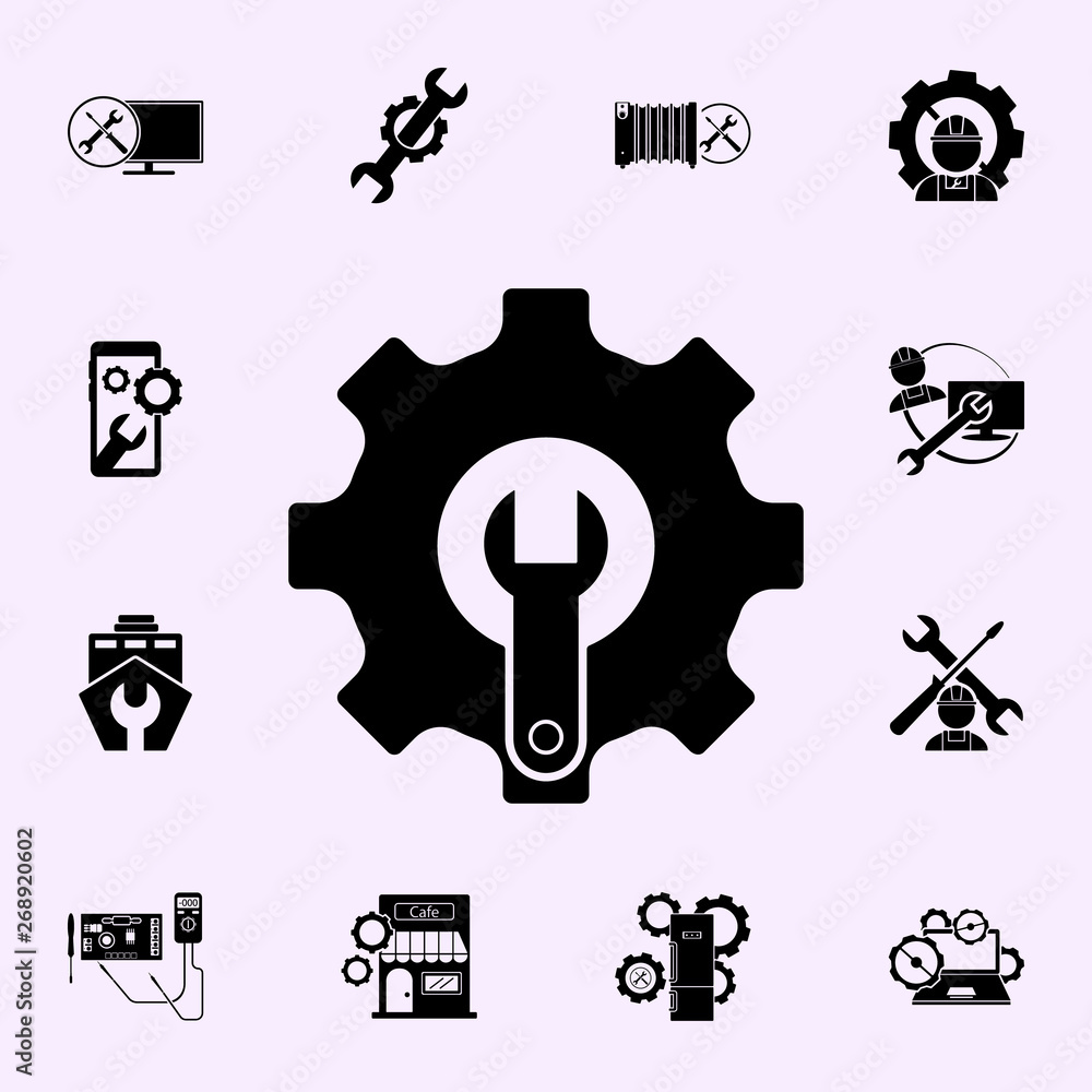 Gear, Wrench icon. Repair icons universal set for web and mobile
