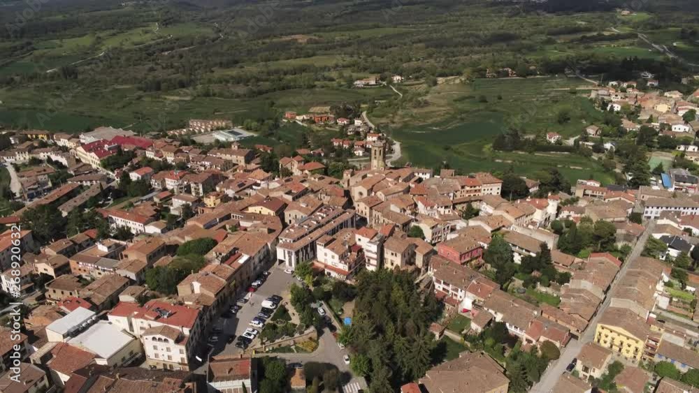 Barcelona. Aerial view in village of Castelltersol. Catalonia.Spain. 4k Drone Video Barcelona. Aerial view in village of Castelltersol. Catalonia.Spain. 4k Drone Video