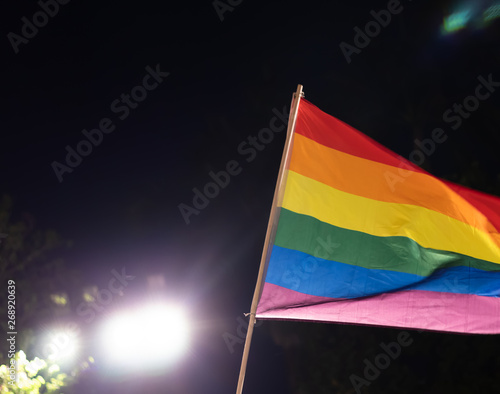 LGBT Pride flag with night lights