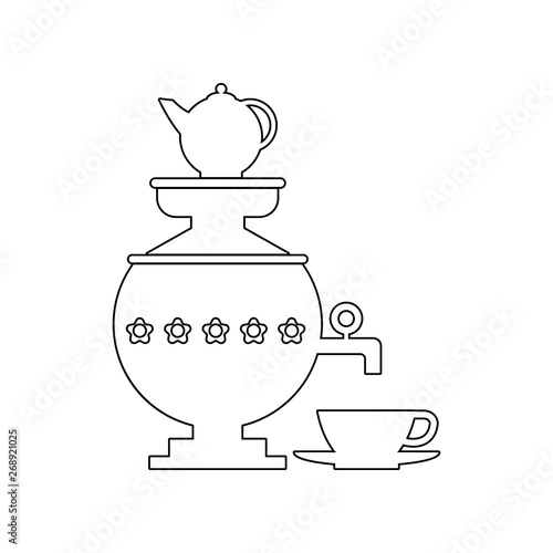 samovar with a cup of tea icon. Element of Russia for mobile concept and web apps icon. Outline, thin line icon for website design and development, app development