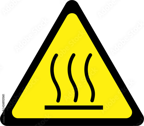 Warning sign with hot surface