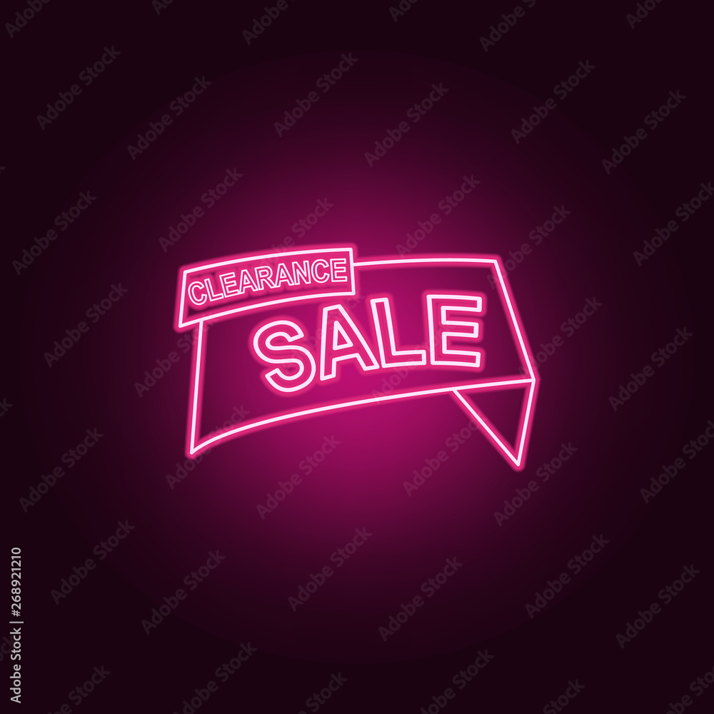 clearance of discounts neon icon. Elements of Sale set. Simple icon for websites, web design, mobile app, info graphics clearance of discounts neon icon. Elements of Sale set. Simple icon for websites, web design, mobile app, info graphics
