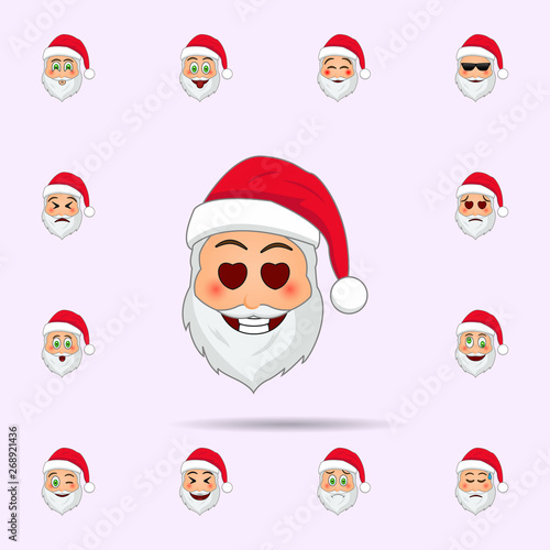 Santa Clause in eyes with hearts emoji icon. Santa claus Emoji icons universal set for web and mobile