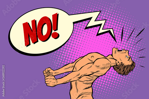naked man screaming no