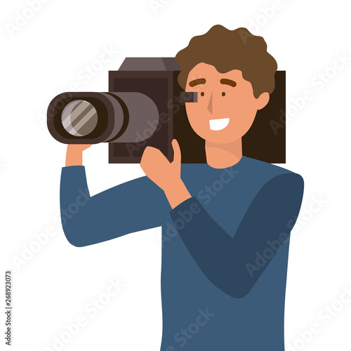 Man holding videocamera design