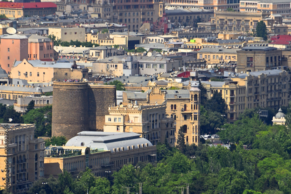View of the old city of Baku. Maiden's Tower.
