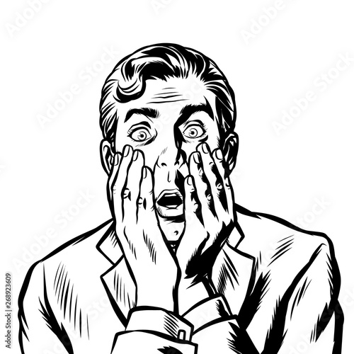 surprised man businessman covered his face with his hands