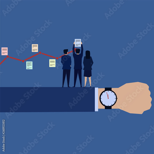 Business team put task schedule run with time