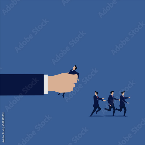Business team run hand crush businessman angry boss