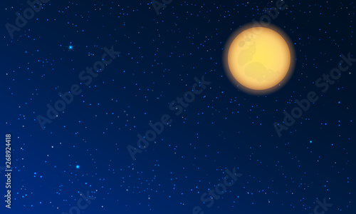 Fototapeta Naklejka Na Ścianę i Meble -  Full Moon yellow on night sky with star.
