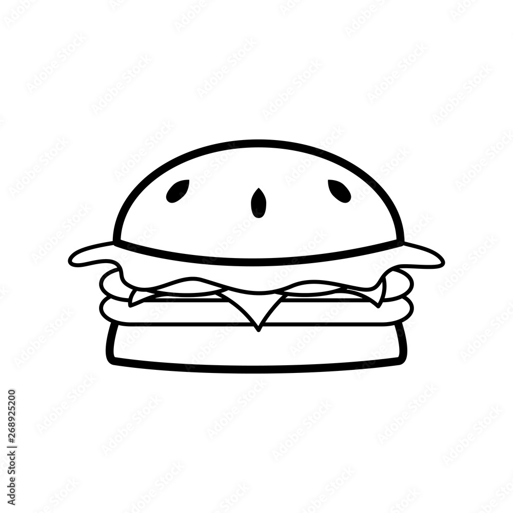 Black and white burger icon. Fast food logo. Black and white burger icon. Fast food logo.
