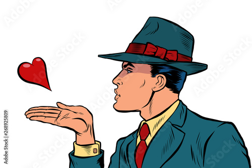man air kiss isolate on white background