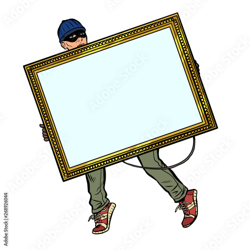a thief steals a painting