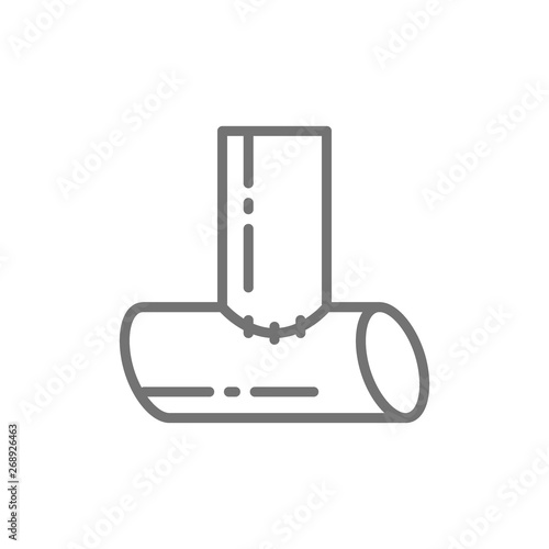 Metal welded pipes, welding line icon.