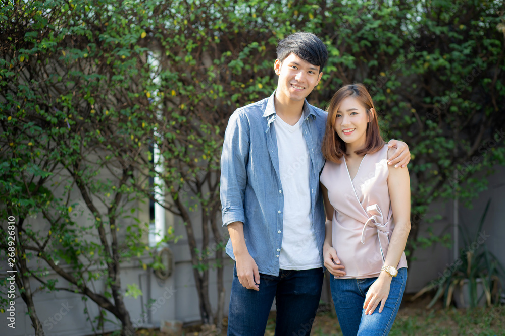 Beautiful portrait couple looking each others eyes and smiling with happy, young asian man and woman relation with love dating, husband and wife feeling and emotion, lovers and lifestyle concept. Beautiful portrait couple looking each others eyes and smiling with happy, young asian man and woman relation with love dating, husband and wife feeling and emotion, lovers and lifestyle concept.