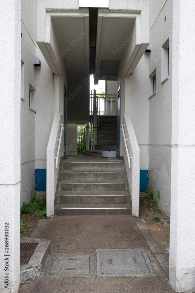 A staircase of an apartment building A staircase of an apartment building