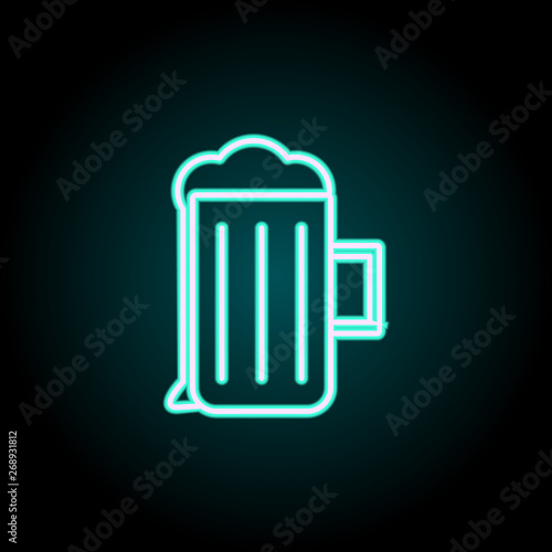 beer mug neon icon. Elements of kitchen set. Simple icon for websites, web design, mobile app, info graphics