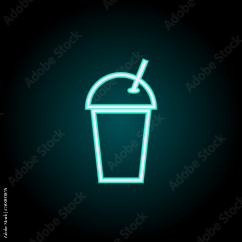 plastic beverage cup neon icon. Elements of kitchen set. Simple icon for websites, web design, mobile app, info graphics