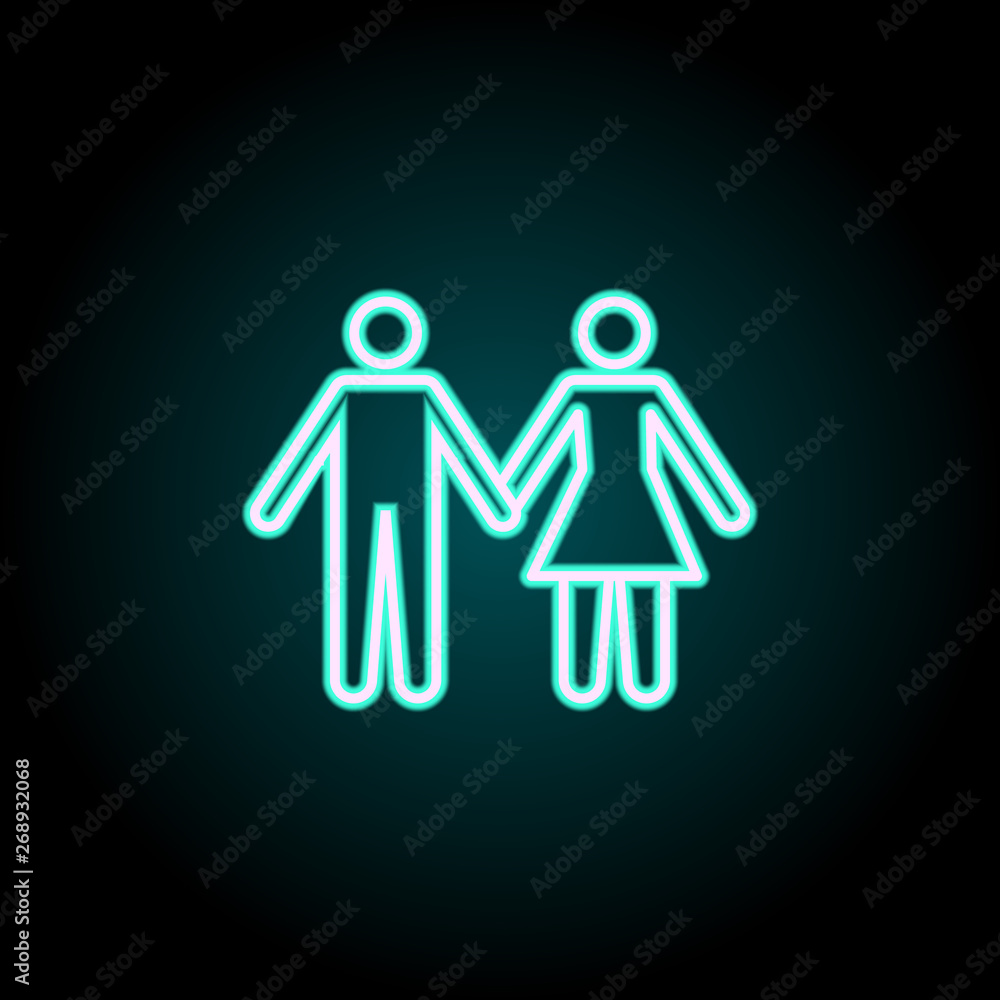 Man and woman neon icon. Elements of Insurance set. Simple icon for websites, web design, mobile app, info graphics Man and woman neon icon. Elements of Insurance set. Simple icon for websites, web design, mobile app, info graphics