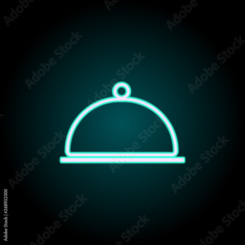 tray neon icon. Elements of kitchen set. Simple icon for websites, web design, mobile app, info graphics