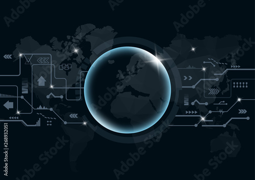 Fototapeta Naklejka Na Ścianę i Meble -  Digital background with modern point global network connection on world, concept of global business. illustrator vector.