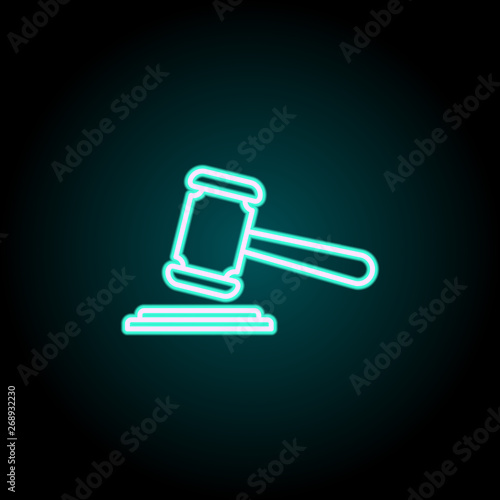 the court's decision neon icon. Elements of Insurance set. Simple icon for websites, web design, mobile app, info graphics