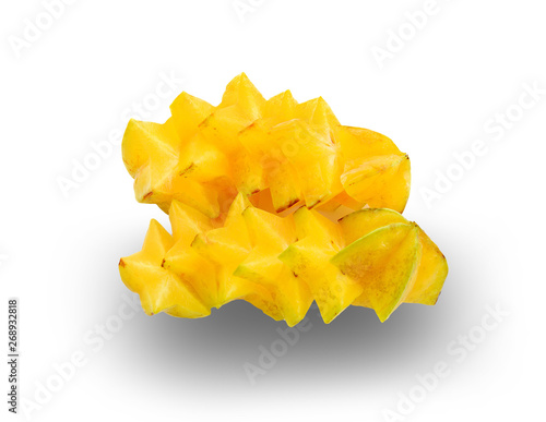 Star fruit slices isolated on white background