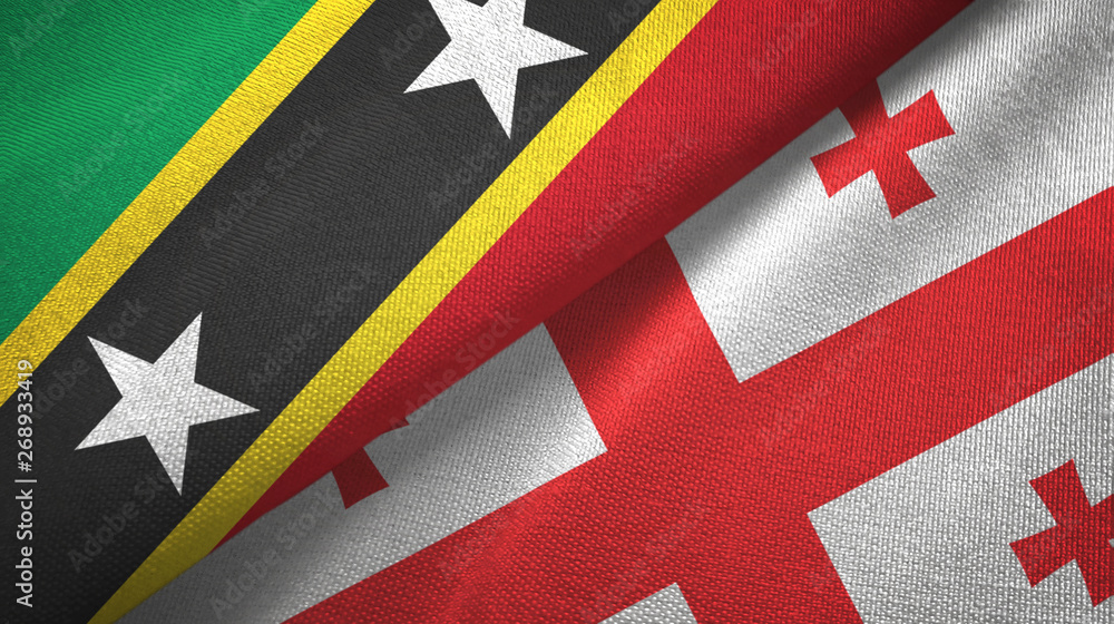 Saint Kitts and Nevis and Georgia two flags textile cloth, fabric texture Saint Kitts and Nevis and Georgia two flags textile cloth, fabric texture