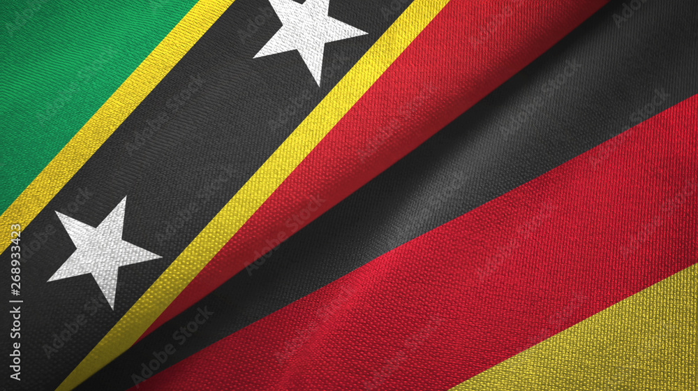 Saint Kitts and Nevis and Germany two flags textile cloth, fabric texture Saint Kitts and Nevis and Germany two flags textile cloth, fabric texture