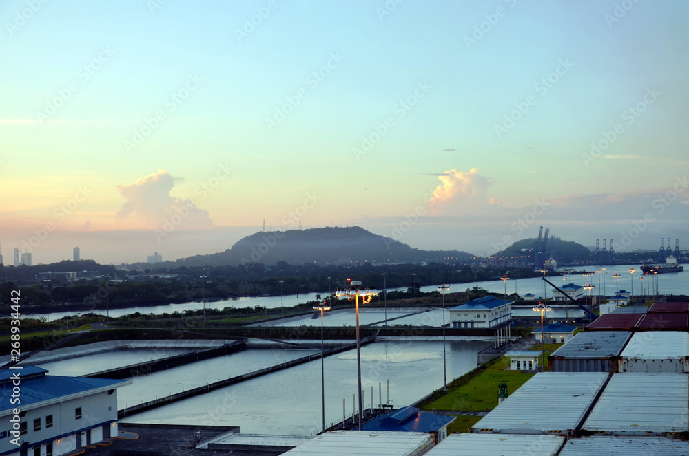 Landscape of the Cocoli Locks, Panama Canal.