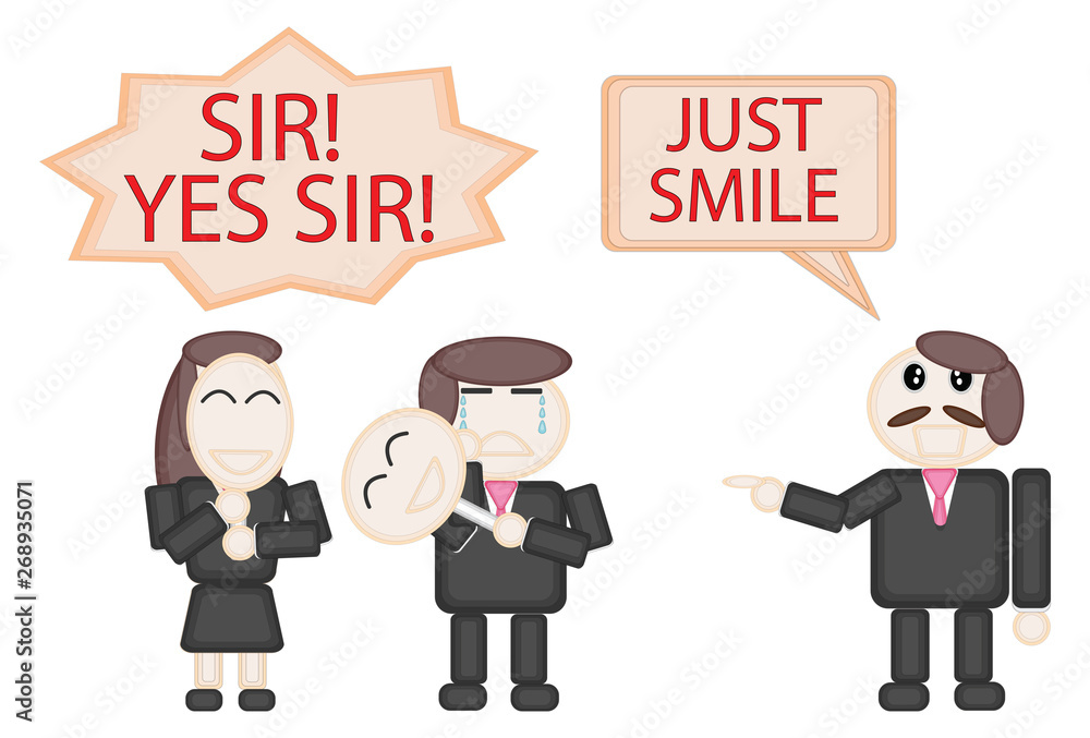 Business officer use mask of smile for order of boss Paper cut Design Business officer use mask of smile for order of boss Paper cut Design