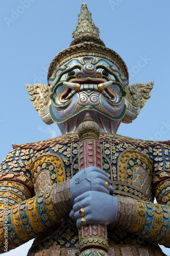 Giant Yaksha Demon Statue guarding the Grand Place in Bangkok  Thailand
